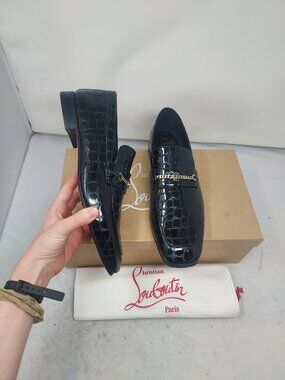 Christian Louboutin MENS MJ Moc Crocodile Black Bit Shoe